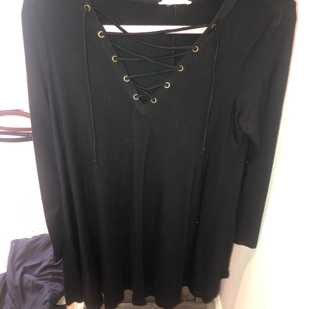 Black Lace-up Dress